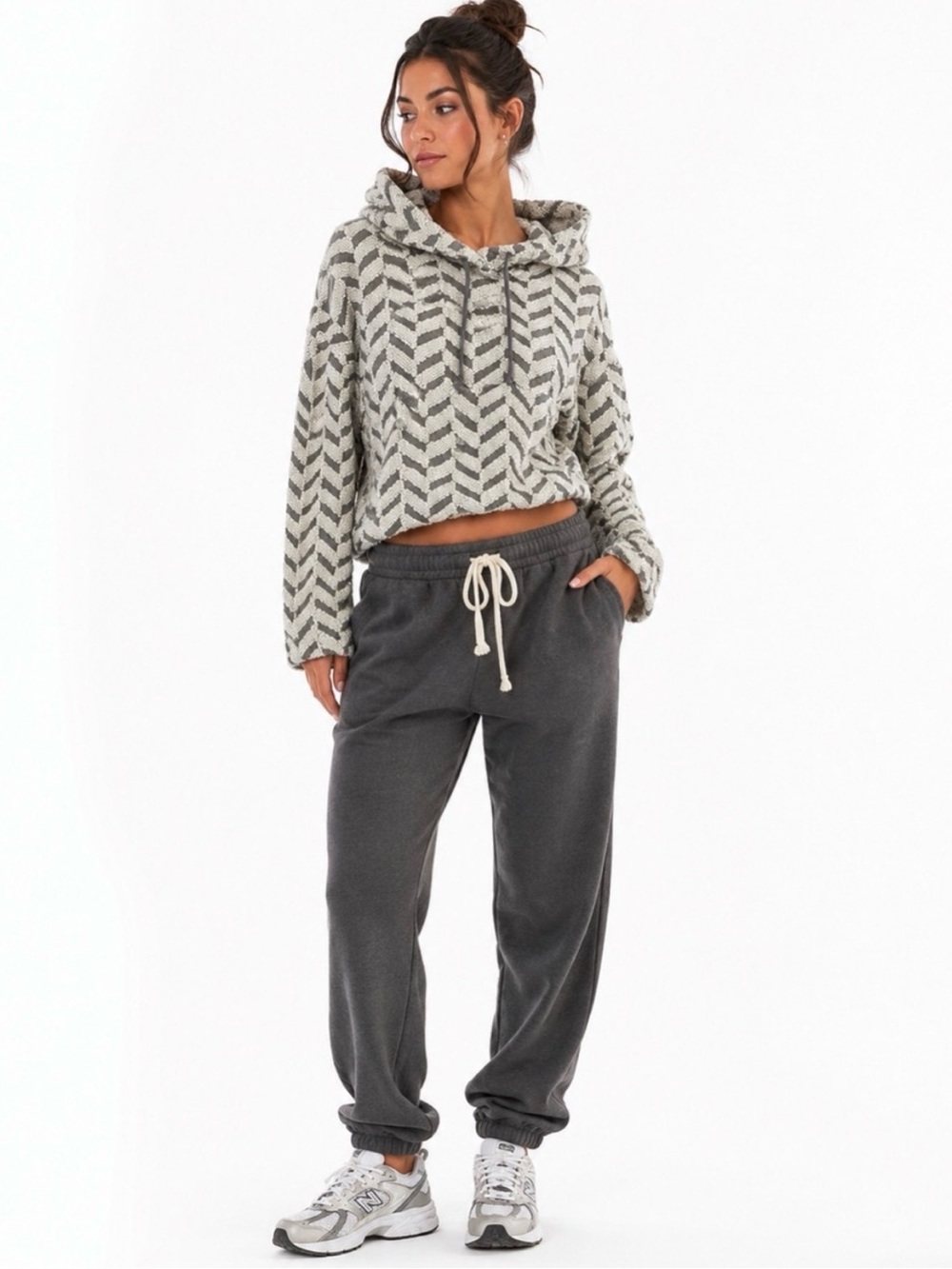 Koral Textured Knit Herringbone Hoodie
